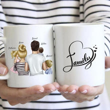 Cargar imagen en el visor de la galería, Eltern mit Kindern - Personalisierte Tasse (1-4 Kinder), Individuelles Geschenk Familie
