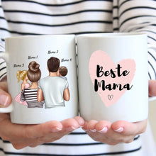 Cargar imagen en el visor de la galería, Eltern mit Kindern - Personalisierte Tasse (1-4 Kinder), Individuelles Geschenk Familie
