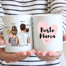 Cargar imagen en el visor de la galería, Eltern mit Kindern - Personalisierte Tasse (1-4 Kinder), Geschenkidee Familie
