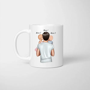 Papá con niños - Taza personalizada (Papá con 1-4 niños)