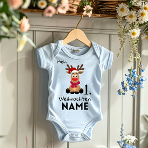 Mein 1. Weihnachten - Personalisierter Baby-Onesie/ Strampler Weihnachtsgeschenk, 100% Bio-Baumwolle