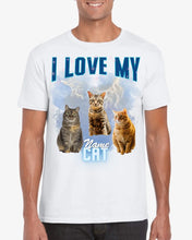 Cargar imagen en el visor de la galería, I love my Cat Vintage 90s - Personalisiertes Foto T-Shirt (100% Baumwolle, Unisex)
