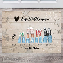 Cargar imagen en el visor de la galería, Herzlich Willkommen - Personalisierte Weihnachtszeit Fußmatte Familie (2-8 Personen &amp; Haustiere)
