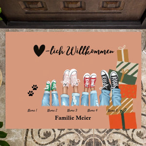 Personalisierte Fußmatte zur Weihnachtszeit (2-8 Personen & Haustiere)