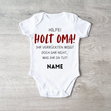 Cargar imagen en el visor de la galería, Holt Oma zur Hilfe - Personalisierter Baby-Onesie/ Strampler, witziges Weihnachtsgeschenk, 100% Bio-Baumwolle
