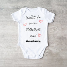 Cargar imagen en el visor de la galería, Willst du meine Patentante sein? - Personalisierter Baby-Onesie/ Strampler, Weihnachtsgeschenk, 100% Bio-Baumwolle
