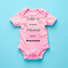 Cargar imagen en el visor de la galería, Willst du meine Patentante sein? - Personalisierter Baby-Onesie/ Strampler, Weihnachtsgeschenk, 100% Bio-Baumwolle
