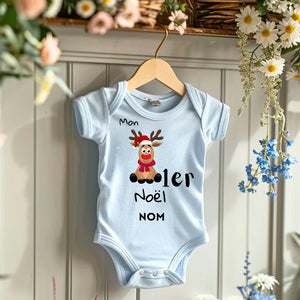 Mon 1er Noël - Onesie/dorsal bébé personnalisé pour Noël, 100% coton bio