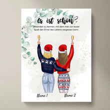 Cargar imagen en el visor de la galería, Freundinnen an Weihnachten - Personalisiertes Poster (2-4 Personen)
