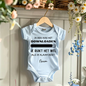 IK BEN AAN HET Downloaden - Gepersonaliseerde baby onesie/ romper voor Kerstmis, 100% biologisch katoen copy