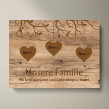 Cargar imagen en el visor de la galería, Unsere Familie, wo Leben beginnt und Liebe niemals endet - Personalisierte Leinwand Familie (mit Kinder/ Enkelkinder)
