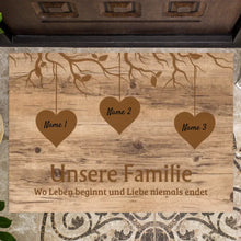 Cargar imagen en el visor de la galería, Unsere Familie, wo Leben beginnt und Liebe niemals endet - Personalisierte Fußmatte (für innen und aussen)
