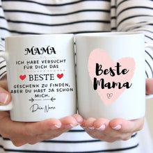 Cargar imagen en el visor de la galería, Bestes Geschenk für Mama - Personalisierte Tasse (Mama, Papa, Oma, Opa)
