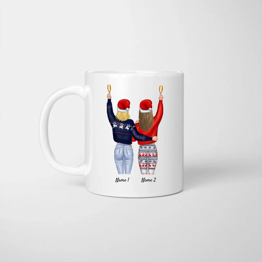 Mejores amigos en Navidad - Taza Personalizada (2-4 mujeres)