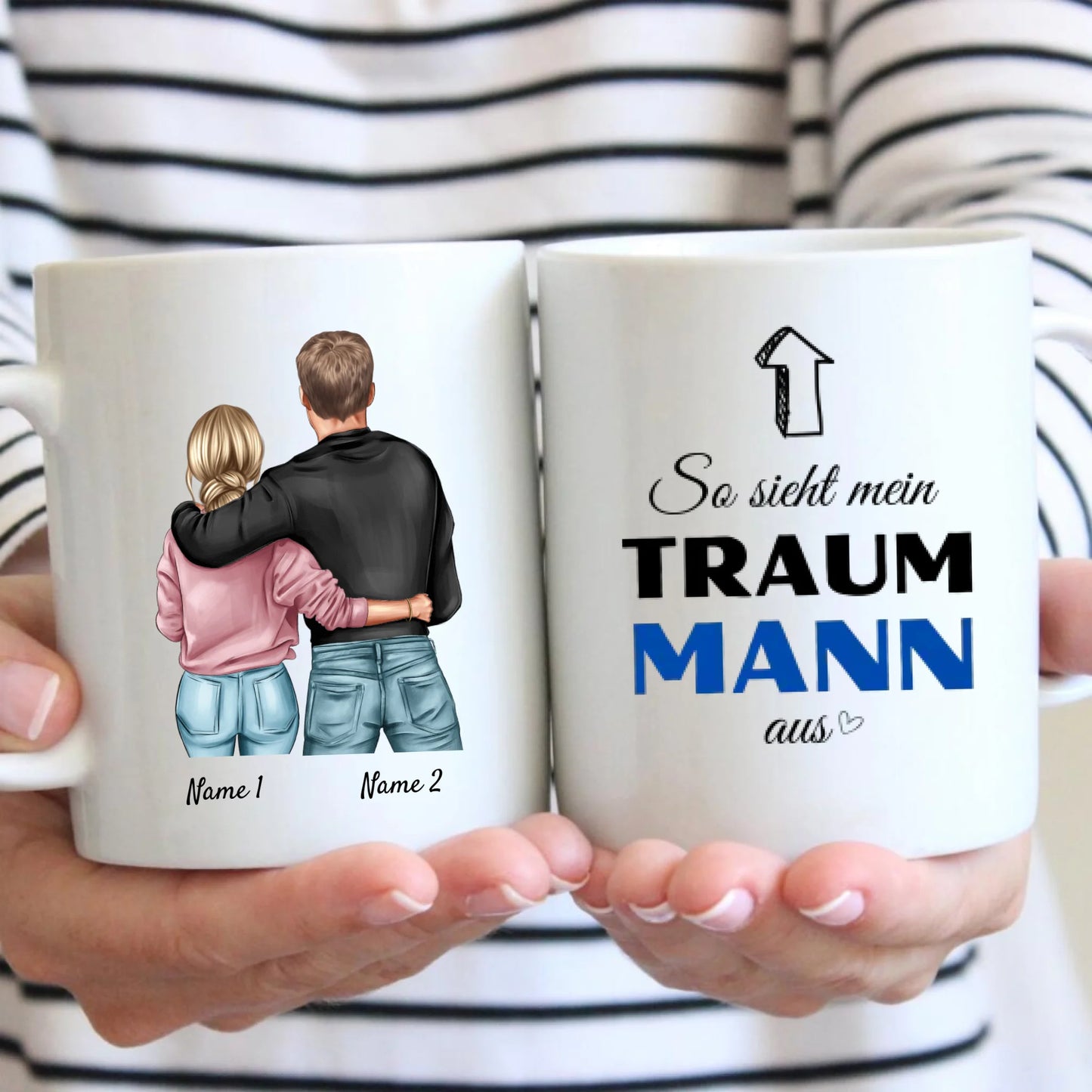 So sieht mein Traummann aus - Personalisierte Pärchen-Tasse, individuelles Geschenk Partner Valentinstag