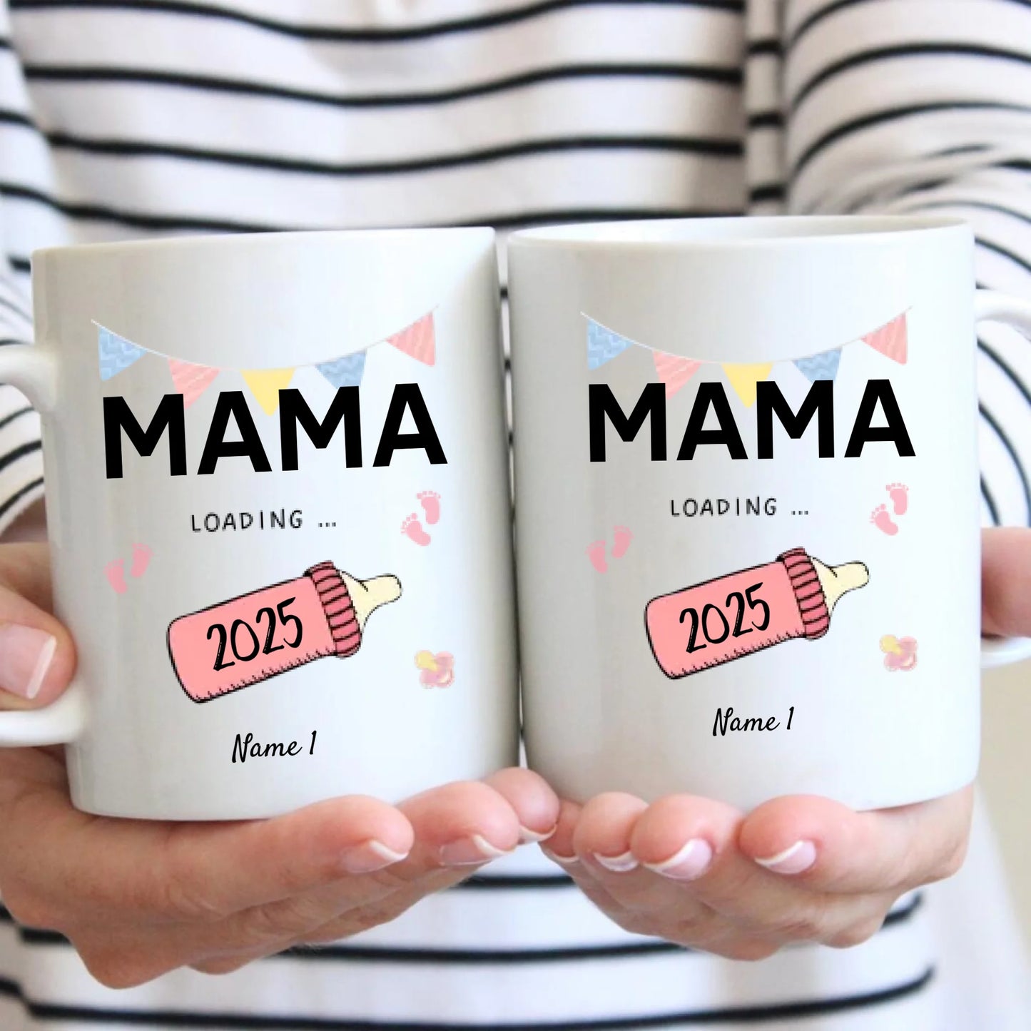 Mama Loading 2025 - Personalisierte Tasse für werdende Mütter, Väter, zur Verkündung (Mama, Papa, Oma, Opa, Patin, Pate)