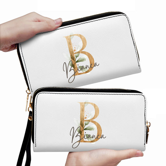 Personalisierter Kunstleder-Geldbeutel, individuell mit Namen und Initialen (Vorder- und Rückseite)