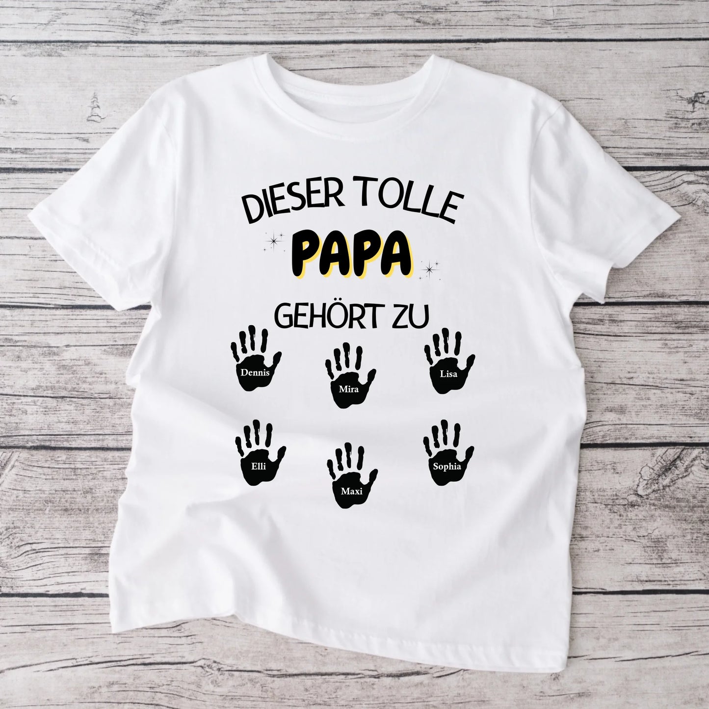Dieser tolle Papa/Mama gehört zu - Personalisiertes Papa T-Shirt mit Handabdrücken Kinder/ Frau (100% Baumwolle, Unisex)