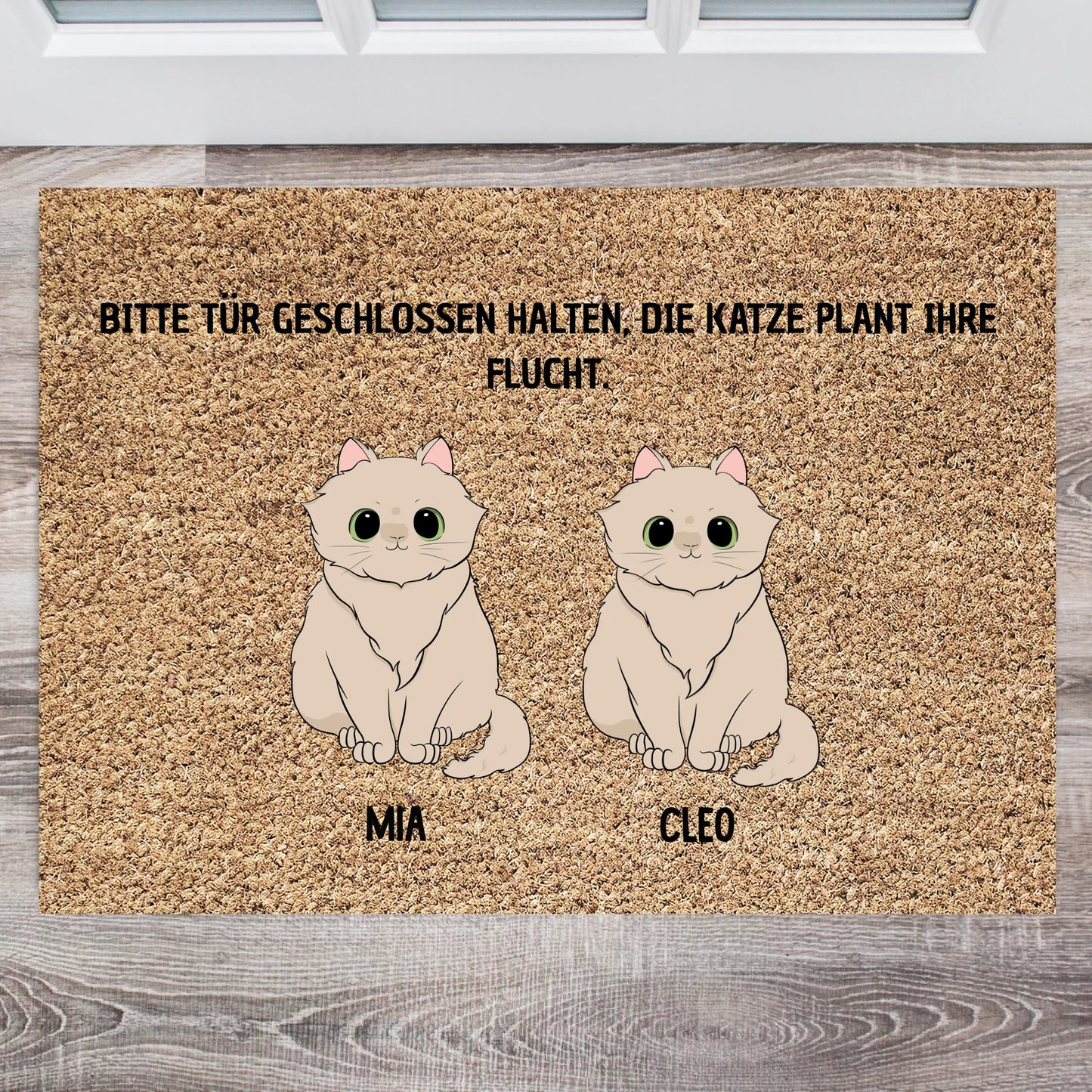 Flauschiger Fluchtversuch - Personalisierte Fußmatte mit Haustier (1-5 Katzen)