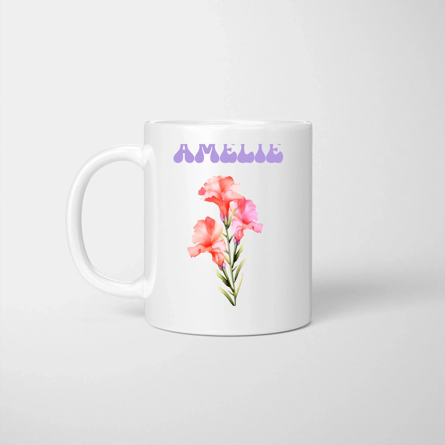 Personalisierte Geburtsblume Tasse (Geburtsmonat Blüte, beidseitiger Druck)