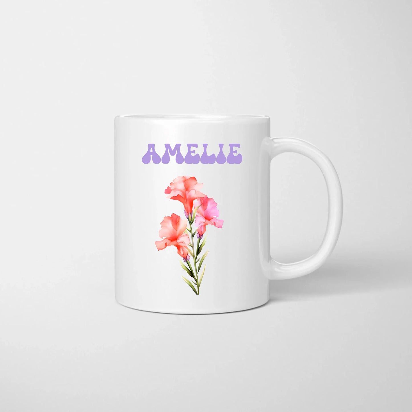 Personalisierte Geburtsblume Tasse (Geburtsmonat Blüte, beidseitiger Druck)