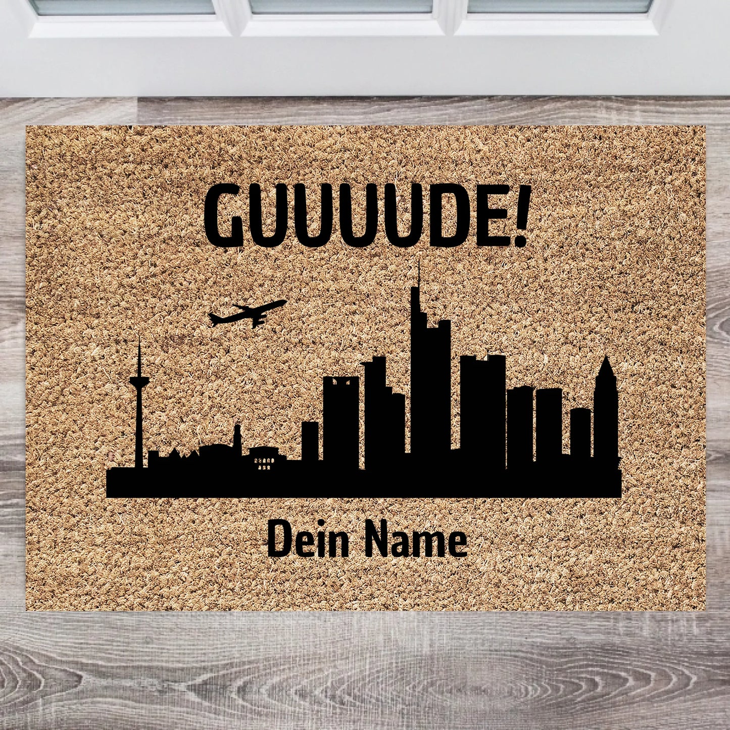 Frankfurt Skyline, Guuude! - Personalisierte Fussmatte