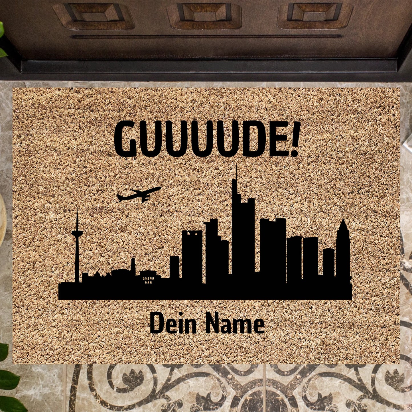 Frankfurt Skyline, Guuude! - Personalisierte Fussmatte