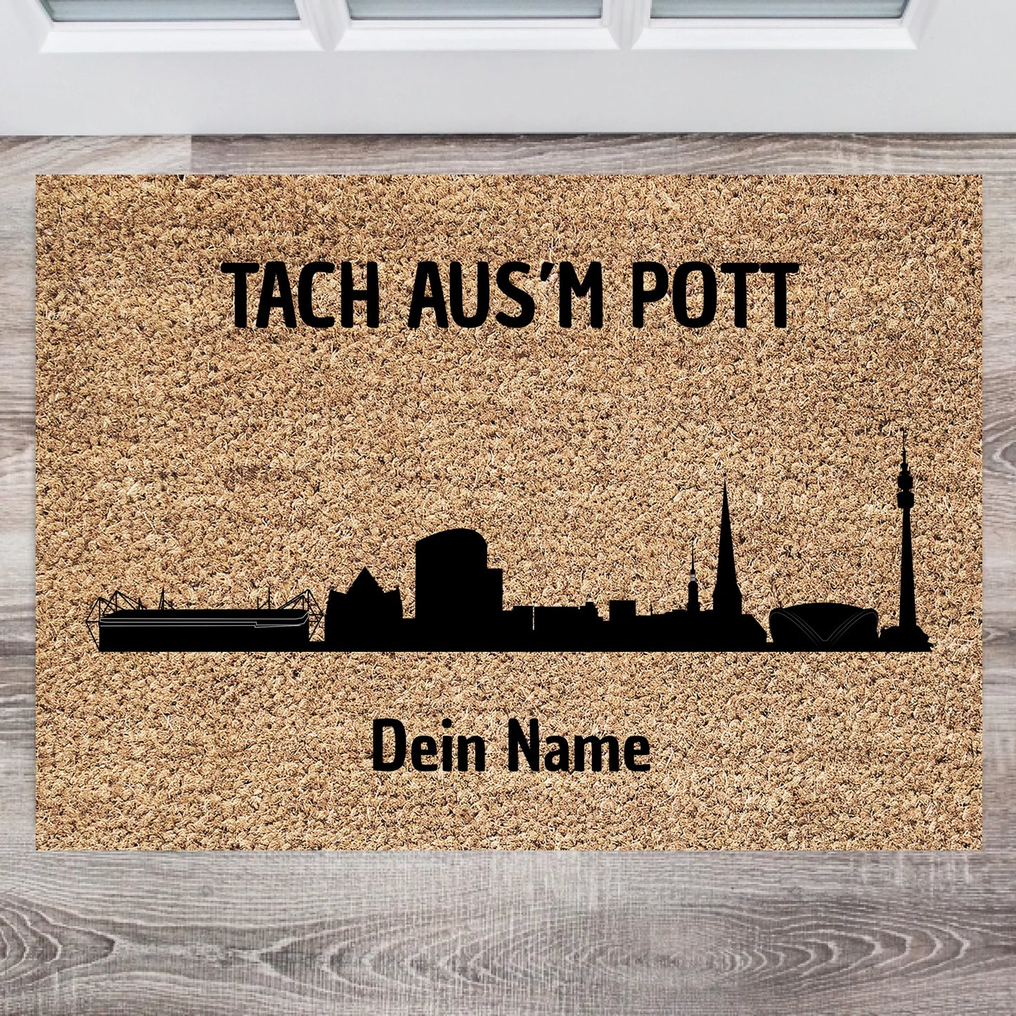 Dortmund Skyline, Tach aus'm Pott - Personalisierte Fussmatte