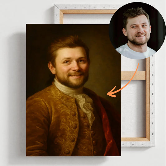 Royales Portraitbild - Personalisierte Leinwand mit Fotoupload im Stil eines königlichen Öl-Gemäldes
