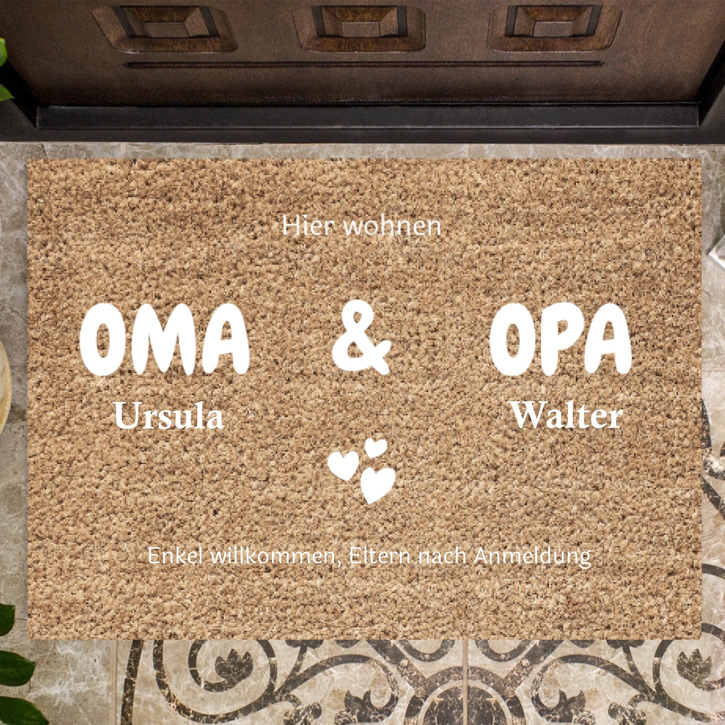 Oma & Opa, Enkel Willkommen - Personalisierte Fußmatte für innen & aussen