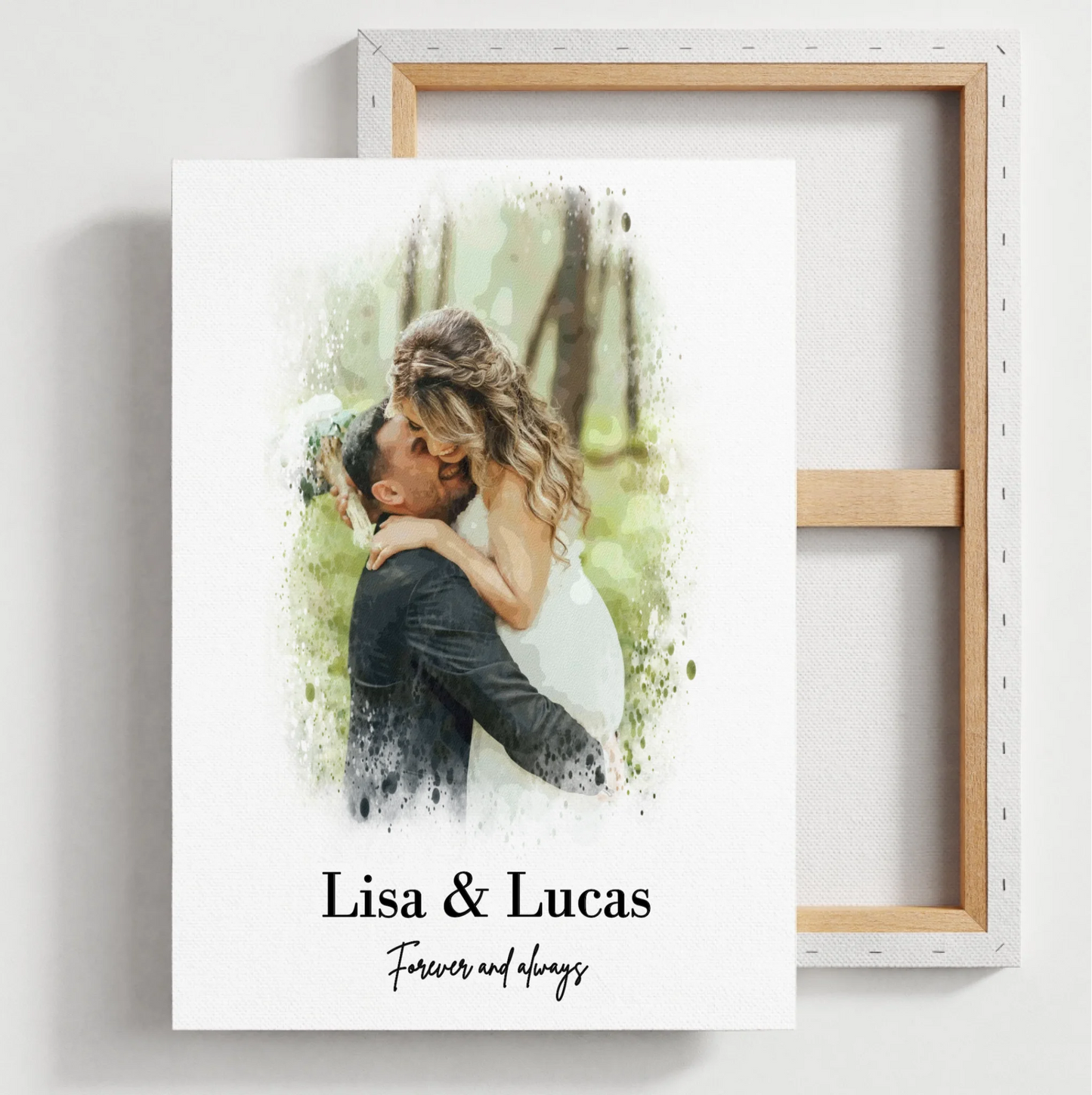 Personalisiertes Pärchen Wasserfarben Foto Poster - Individuelles Poster mit und ohne Rahmen
