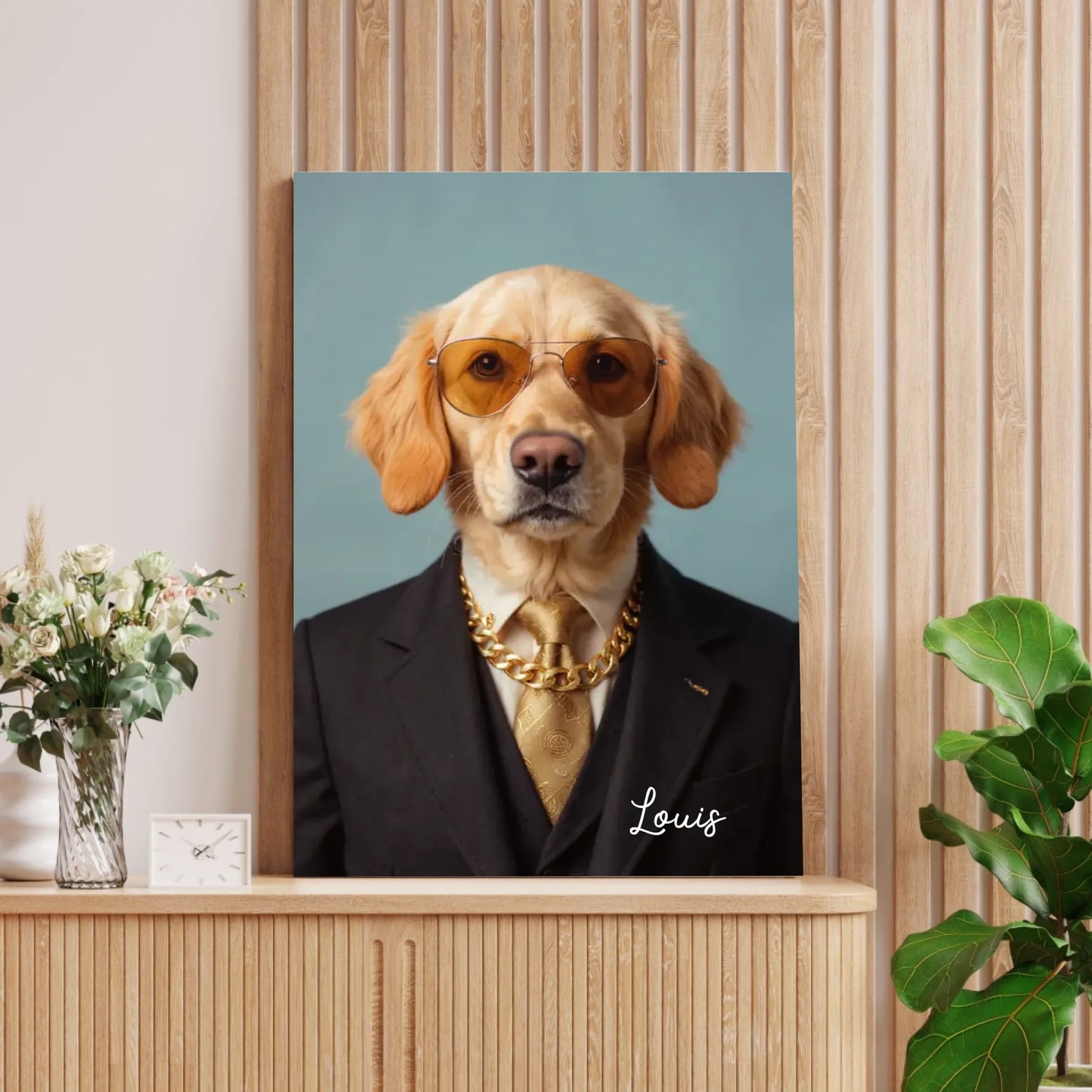 Lustiges Haustier Portrait - Personalisiertes Poster mit Fotoupload in unterschiedlichen Stilen (Hund, Katze im Anzug, als Superheld, Astronaut, etc.)