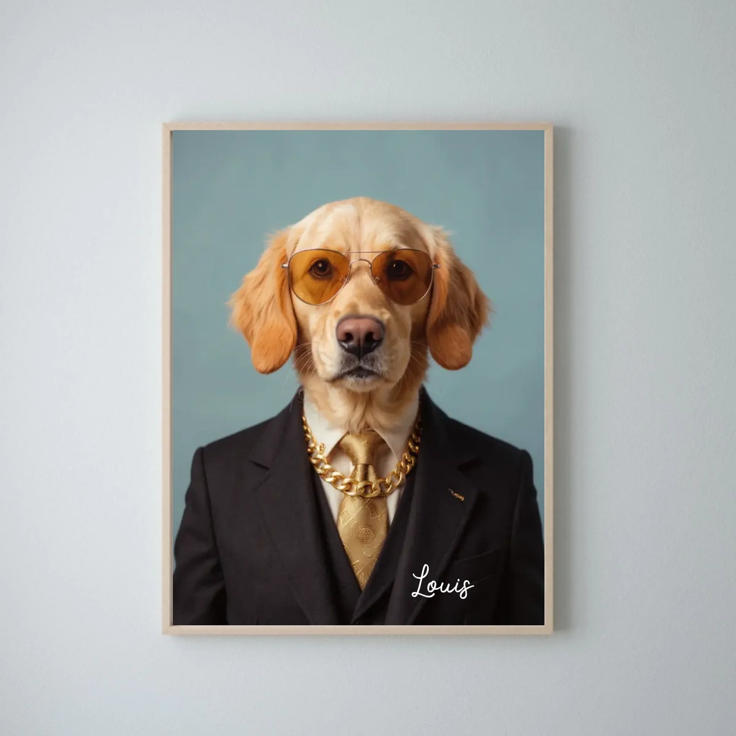 Lustiges Haustier Portrait - Personalisiertes Poster mit Fotoupload in unterschiedlichen Stilen (Hund, Katze im Anzug, als Superheld, Astronaut, etc.)