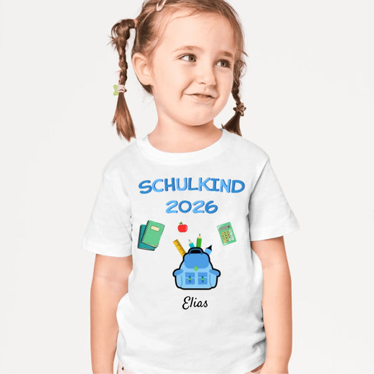 Schulkind 2026 - Personalisiertes T-Shirt für Kinder zur Einschulung (100% Baumwolle)