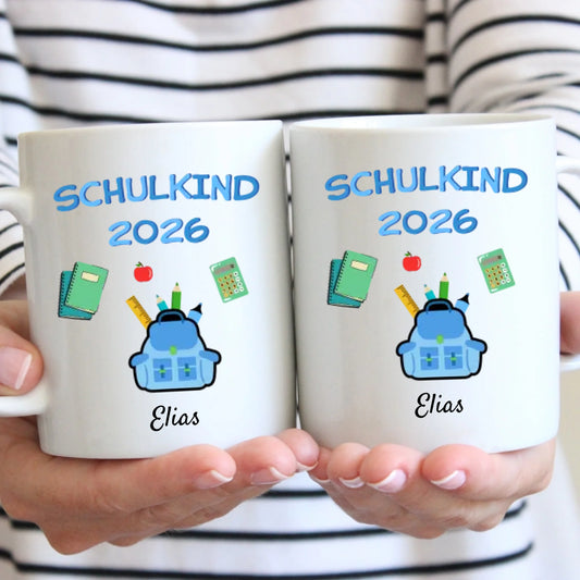 Schulkind 2026 - Personalisierte Tasse zur Einschulung, Schüler, 1.-5. Klasse