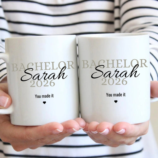 Bachelor Tasse 2026 - Personalisierte Tasse zum Abschluss Abitur, Studium, Bachelor, Master, Ausbildung, Realschule, Examen, Einschulung