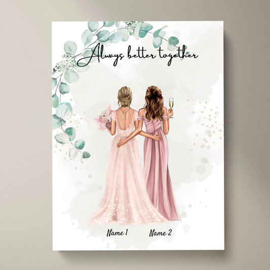 Novia y Dama de Honor - Poster de compromiso/boda Personalizado