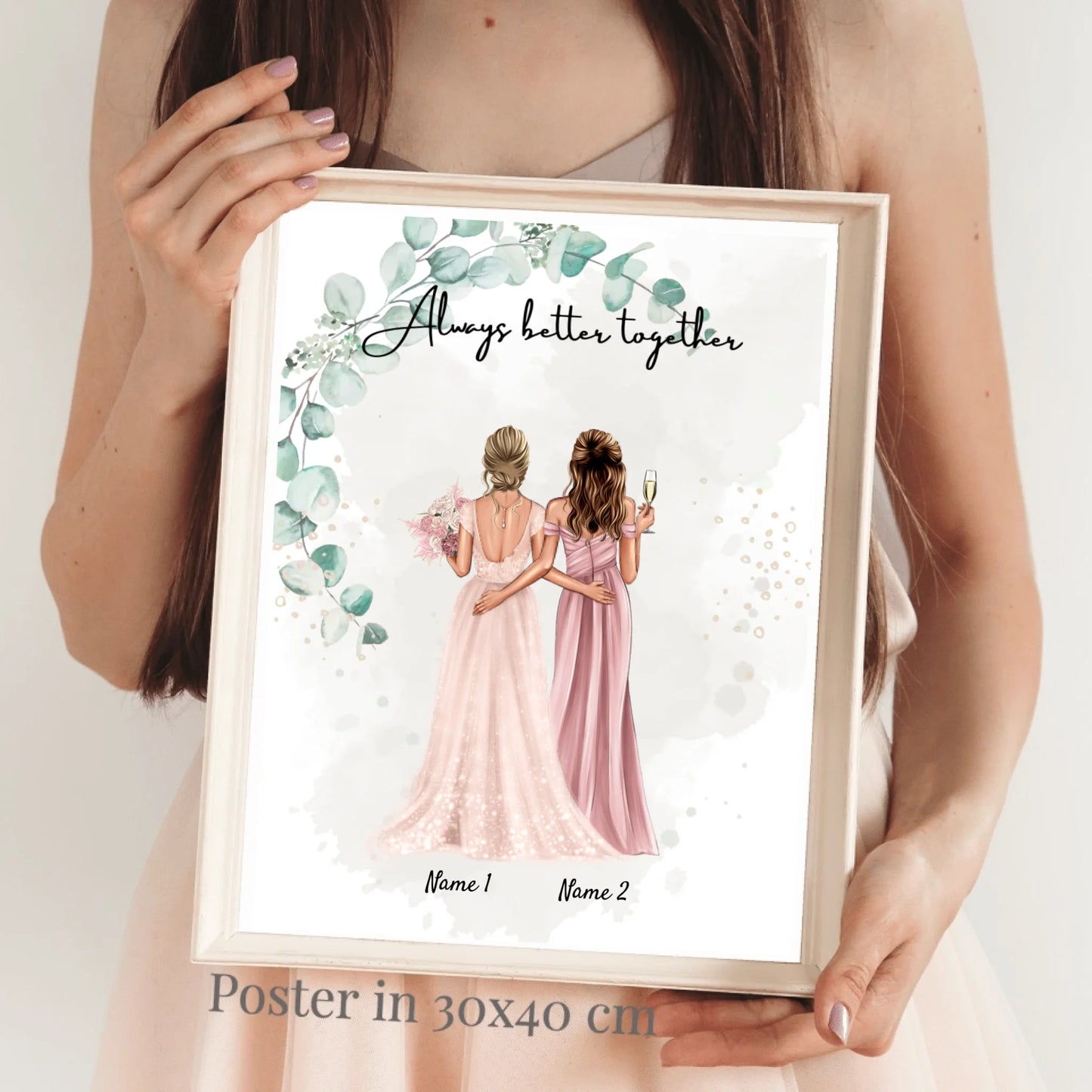 Novia y Dama de Honor - Poster de compromiso/boda Personalizado