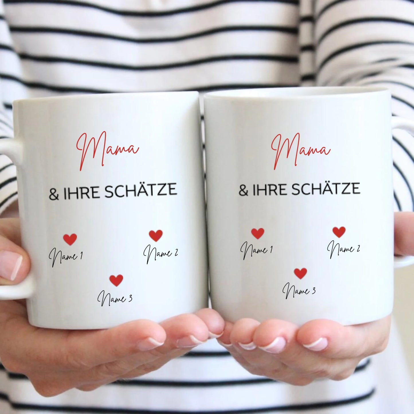 Mama und ihre Schätze - Personalisierte Tasse Mutter mit 1-6 Schätzen, Geschenk Mama, Tante, Oma