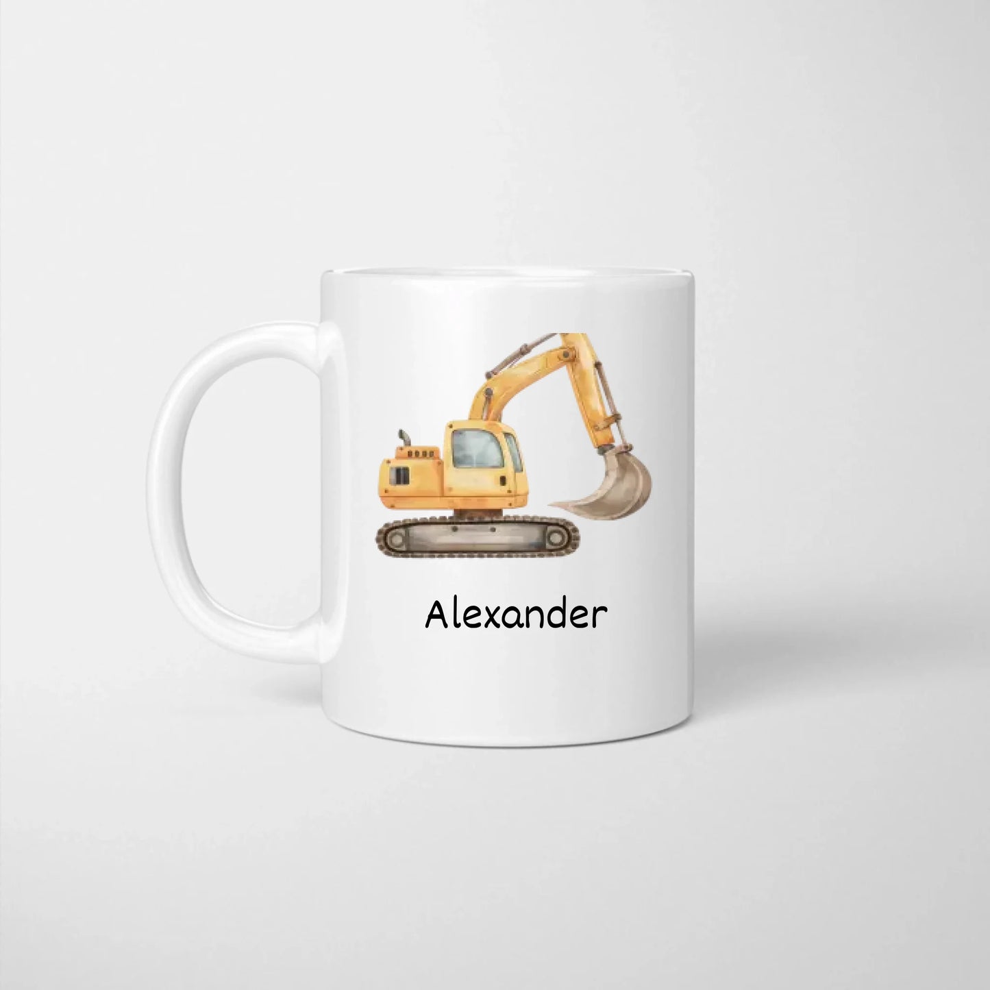 Bagger Emaille Tasse Kinder - Personalisierter Becher für Kinder, Schüler, mit Namen