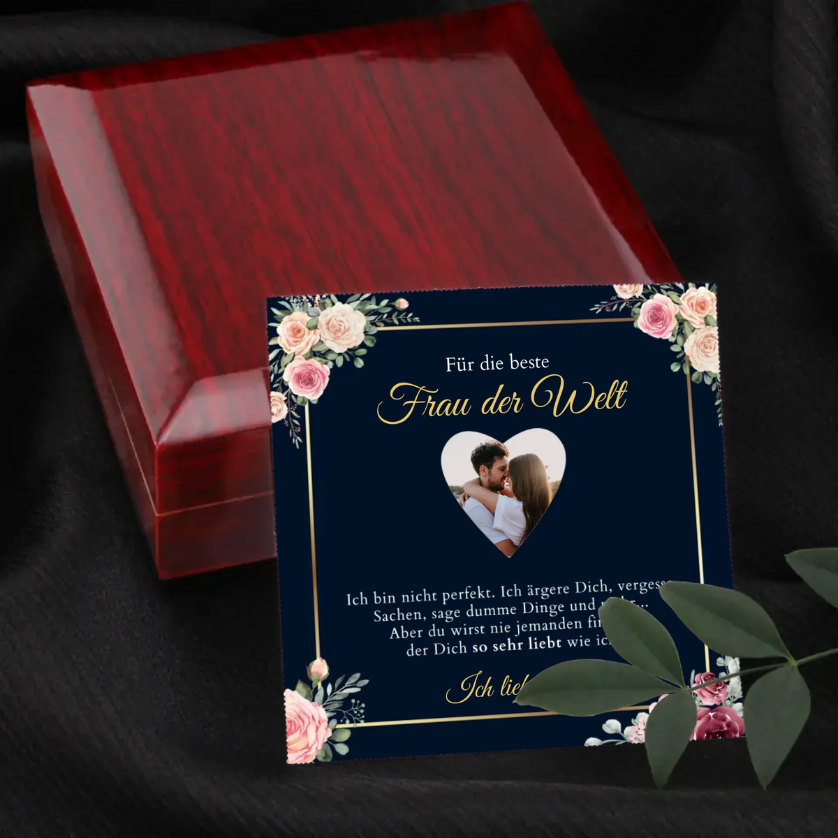 Forever Love "Beste Frau" - Halskette mit Herzanhänger & personalisierter Foto-Karte