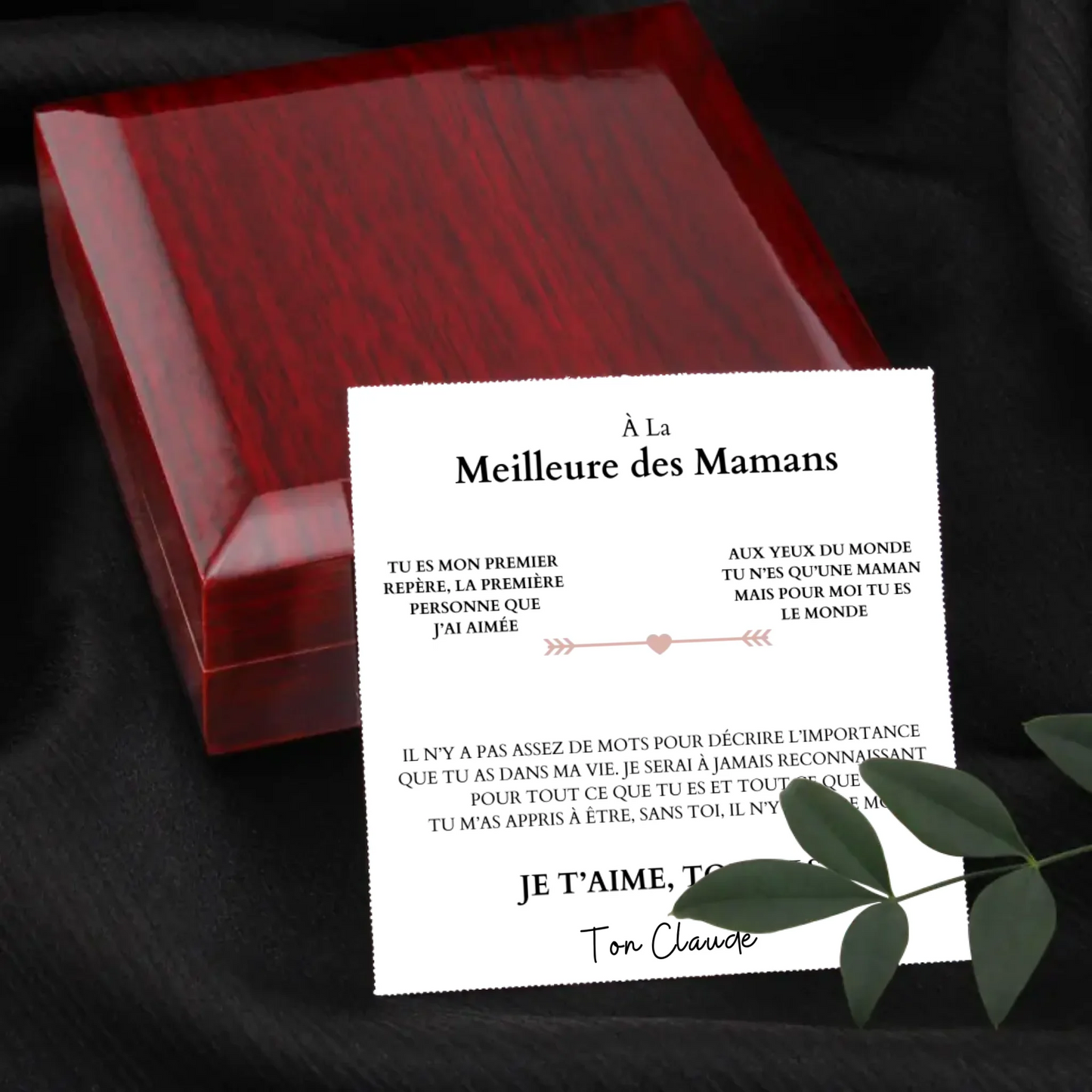 À la meilleure des mamans - Collier avec pendentif coeur & carte personnalisée