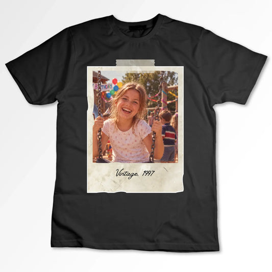 "Vintage Foto" - Personalisiertes T-Shirt (100% Baumwolle, Unisex, Eigenes Bild, Eigener Text
)