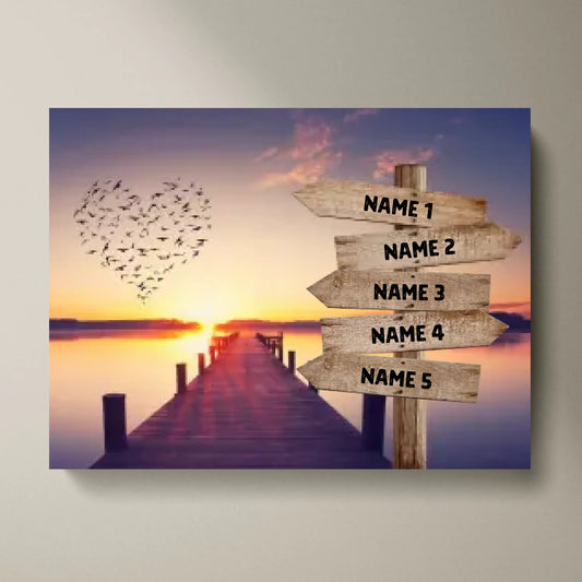 Unser Lieblingsort - Personalisierte Leinwand mit Namensschildern (2 - 8 Personen)