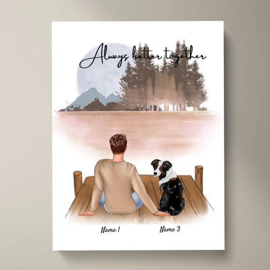Maestro con mascota - Póster Personalizado (hombre con perro o gato)