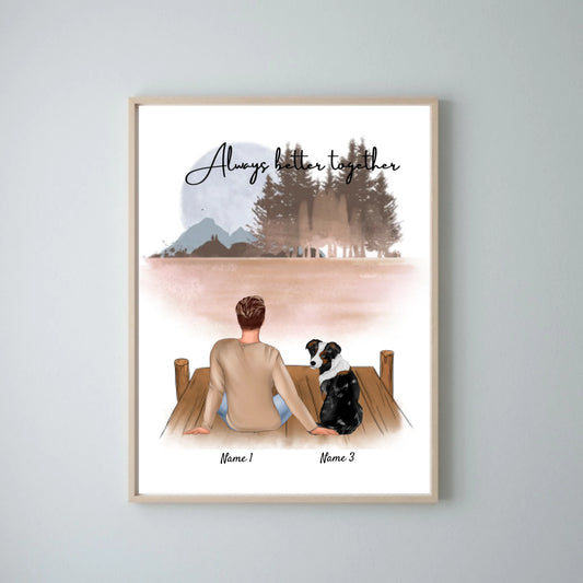 Maestro con mascota - Póster Personalizado (hombre con perro o gato)