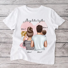 Cargar imagen en el visor de la galería, Famille heureuse - T-shirt personnalisé (parents &amp; 1-4 enfants)
