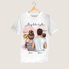 Cargar imagen en el visor de la galería, Famille heureuse - T-shirt personnalisé (parents &amp; 1-4 enfants)
