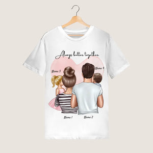 Famille heureuse - T-shirt personnalisé (parents & 1-4 enfants)