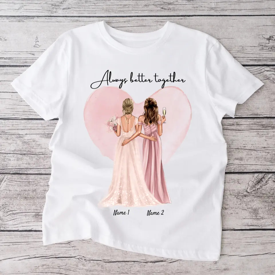 Novia con Dama de Honor / Dama de Honor - Camiseta personalizada (100% Algodón, Unisex)